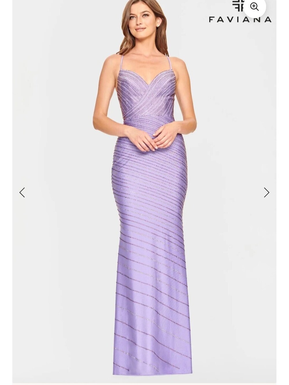 NWT Faviana S10830 Long Dress Lilac Purple Corset Back Rhinestones Size10 $518